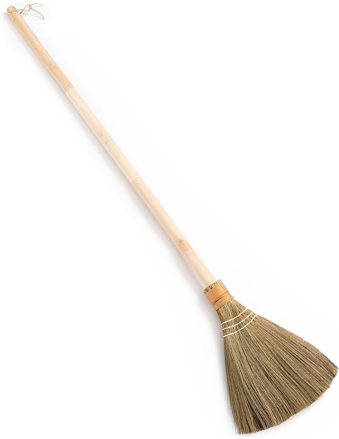 Handmade Whisk Sweeping Broom - Vietnamese Soft Straw Broom for Cleaning - Decorative 9.45" Width, 52.37" Length