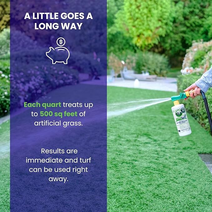 BioTurf BioS+ Kit Turf Cleaner for Pet Urine Outdoor – Artificial Turf Cleaner Concentrate Yard Deodorizer for Dog Urine & Feces – Enzyme Kennel Odor Eliminator 1 Gallon, 32oz with Hose Attachment