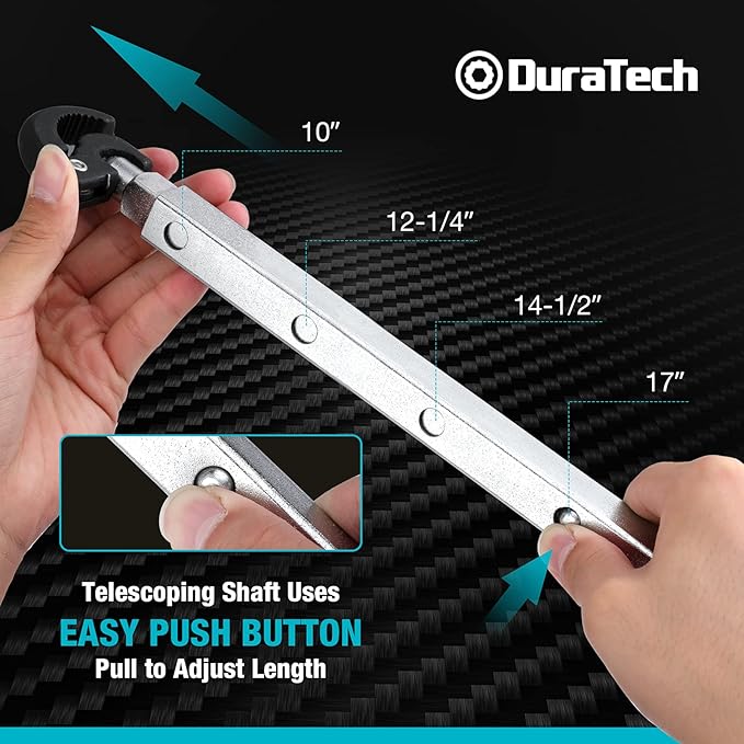 DURATECH Telescoping Basin Wrench & Sink Drain Wrench, Great for loosen and tighten strainer locknut
