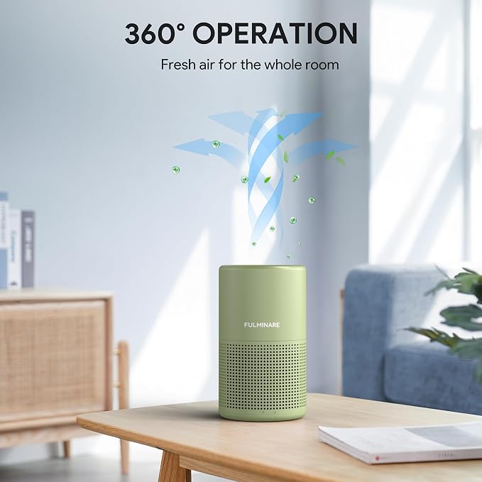 FULMINARE Air Purifiers for Bedroom Air Filter, Quiet Air Cleaner With Night Light, Portable Small Air Purifier for Home, Office, Living Room