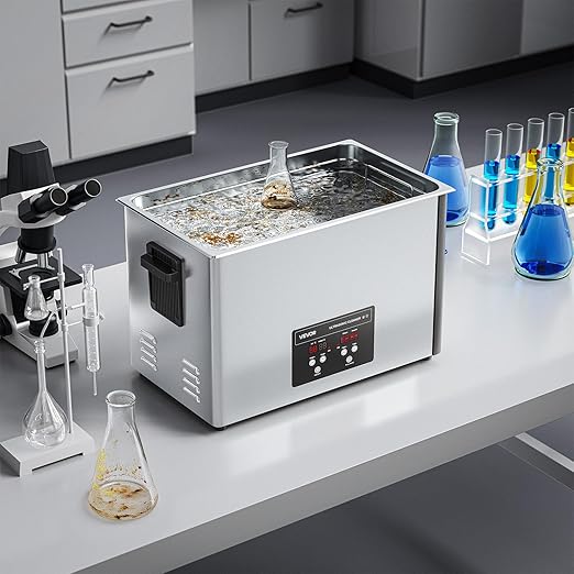 VEVOR 30L Ultrasonic Cleaner, Professional Ultrasonic Cleaner Machine with Cleaning Basket & Digital Display, 480W Stainless Steel 40kHz Industrial Cleaning Machine for Parts, Carburetors, Instruments