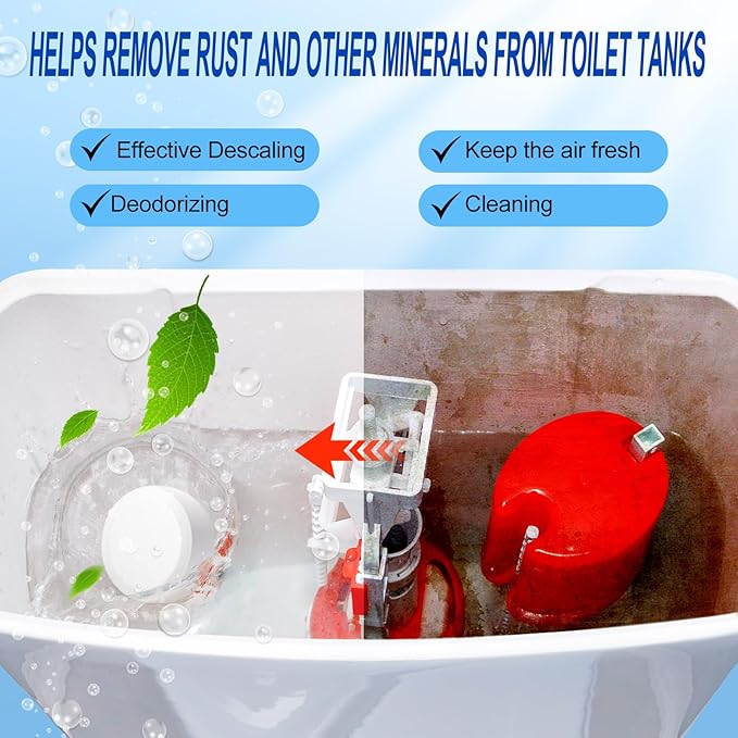 Automatic Toilet Bowl Cleaner Tablets, Bleach, Descale & Deodorize, Septic-Safe, Continuous Cleaning, Fresh Scent, Drop-In Tank Cleaner effective to use Works with Toilets 50 Pack -AABB