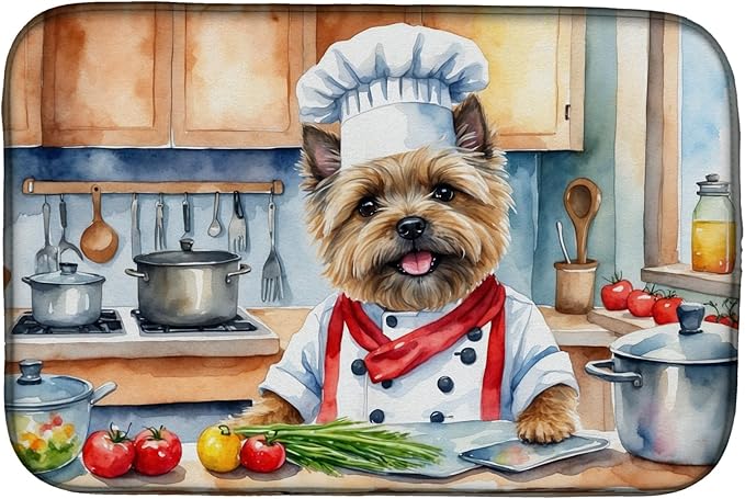 Caroline's Treasures DAC6226DDM Cairn Terrier The Chef Dish Drying Mat Absorbent Dish Drying Mat Pad for Kitchen Counter Dish Drainer Mat for Countertop, 14 x 21", Multicolor