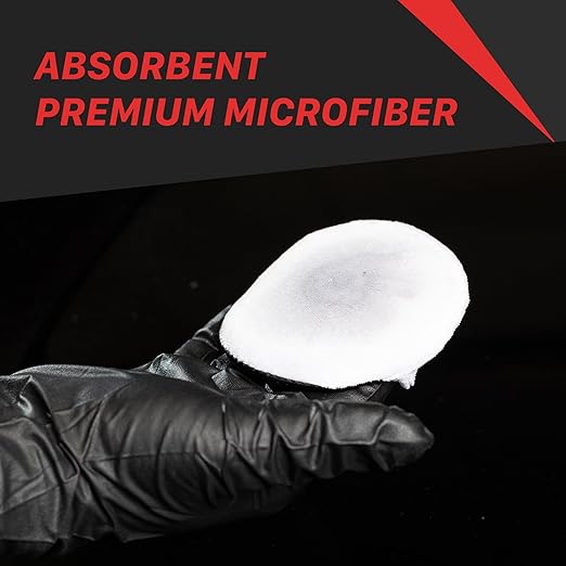 Maxshine Handheld Microfiber Wax Applicator Pad | White+Black, 3.35" Diameter, Ultra-Soft, Scratch-Free | Versatile Detailing for Wax, Polish, Protectant, Streak-Free Finish