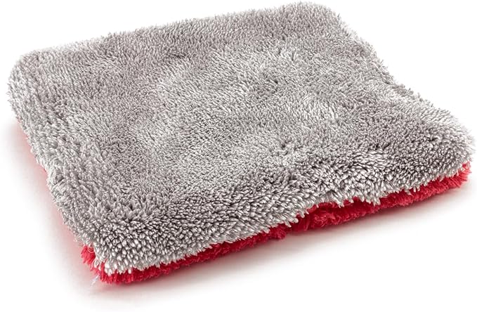 Autofiber Flat Out Microfiber Car Wash Pad - Pack of 4, Red/Gray (9 inch x 8 inch)