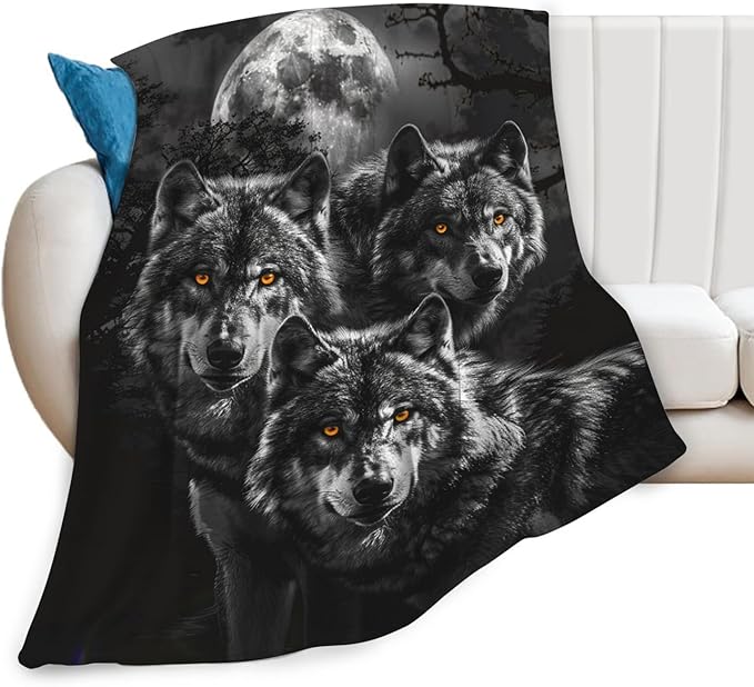 Tijuboni Wolf Throw Blanket Wolf Gifts for Girls Boys Women Men Kids Adults Soft Flannel Fleece Blanket for Couch Sofa Bed Home Decor 60"x80"