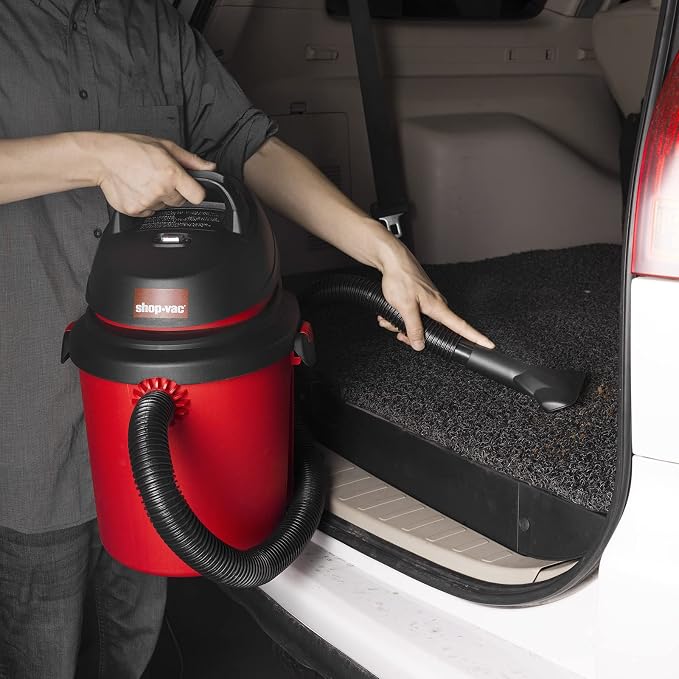 Shop-Vac 5890489 4 Gallon 4.0 Peak HP Wet/Dry Vacuum, 1.25 Inch Diameter x 4 Foot Hose, 6 Foot Cord, Ideal for Jobsite, Garage & Workshop