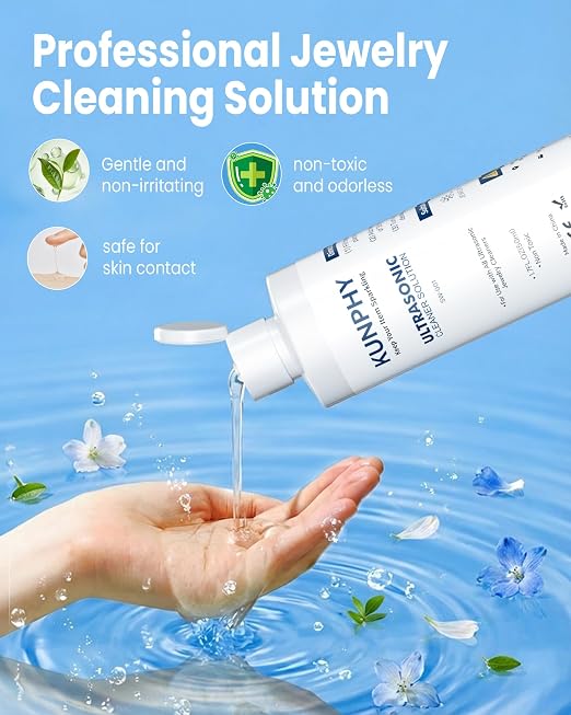 kunphy Jewelry Cleaner Solution -Ultrasonic Cleaner Solution for Gold, Silver, Platinum Diamonds and Non-Porous Precious & Semi-Precious Jewelry 1.7 oz(50ml)