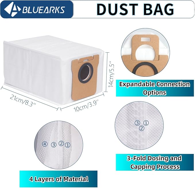 24 Pack L10S Ultra Accessories Kit for Dreame L10s Ultra【Not for L10s Pro Ultra Heat】 Replacement Parts,1 Main Brush,4 HEPA Filters,6 Mop Pads,6 Dust Bags,6 Side Brushes