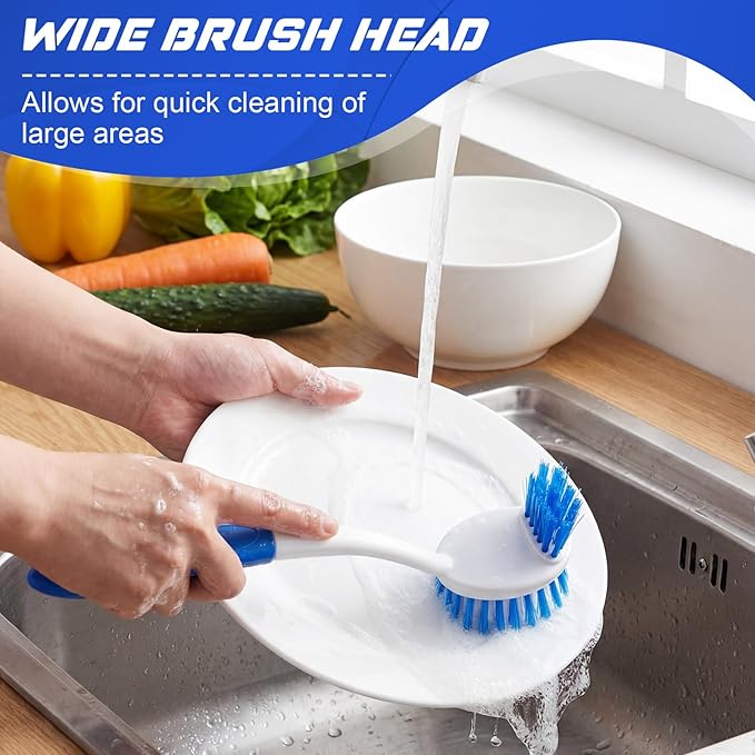 LemonRoad 20 Pcs Kitchen Scrub Brush Bulk with 2 Sided Stiff Bristles Dish Washing Scrubber Vegetable Brush Anti Slip Handle Washing Cleaning Dish Scrubber for Housekeeping Pots, Pans, Kitchen Sink