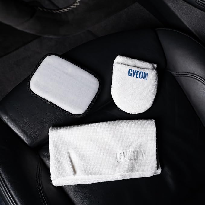 Gyeon LeatherSet Natural automotive leather cleaning coating kit pre‑cleaner plus leather sealant protection Liquid for car seats interiors hydrophobic ceramic sheen prep & maintain, Interior Use