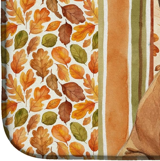 Caroline's Treasures Boxer Heirloom Fall Dish Drying Mat Absorbent Dish Drying Mat Pad for Kitchen Counter Dish Drainer Mat for Countertop, 14 x 21", Multicolor