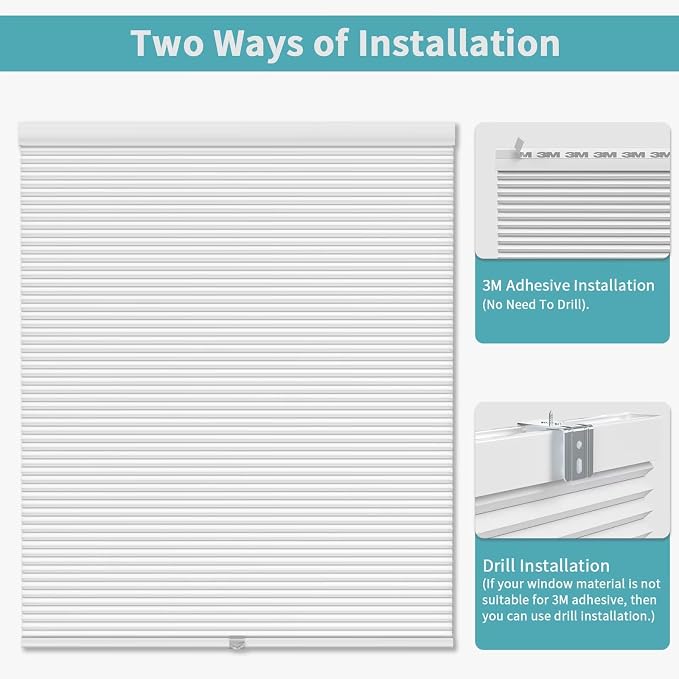 MYshade Custom Size Cellular Blinds for Indoor Windows Cordless Blackout Honeycomb Shades, No Tools, No Drill, Thermal Insulated, Noise Reduction, Room Darkening Window Blinds for Home, Grey