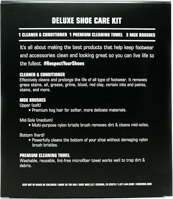Shoe MGK Deluxe Shoe Brush Set with XL Cleaner and Conditioner for Clean, Fresh Shoes