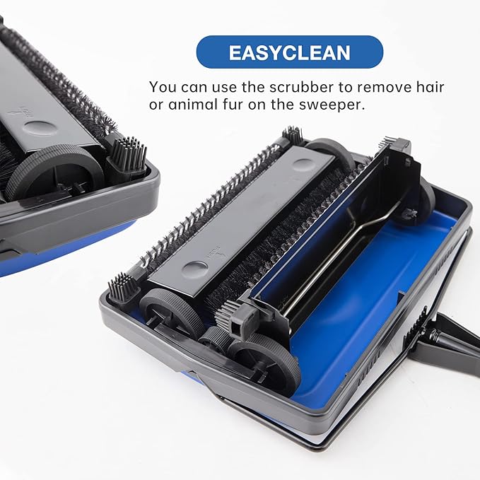Yocada Carpet Sweeper Cleaner for Home Office Low Carpets Rugs Undercoat Carpets Pet Hair Dust Scraps Paper Small Rubbish Cleaning with a Brush Dark Blue