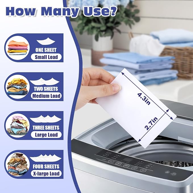 1200 Loads Laundry Detergent Sheets, Eco-friendly Laundry Sheets, Powerful Cleaning, Suitable for Homes, Dorms, and Apartments - [Fragrance-Free]