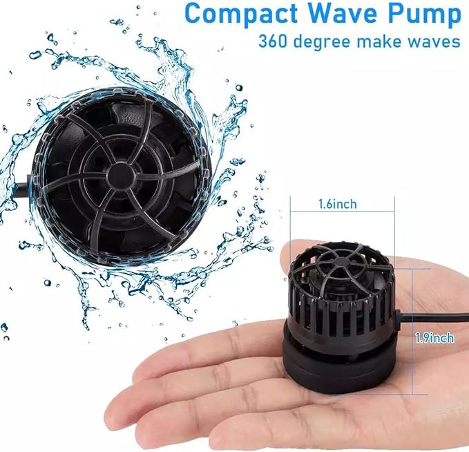 Mini Aquarium Wavemaker 790GPH (3000L/H) Water Circulation Pump, 9W DC 12V with Magnetic DC Power Head, for saltwater tanks up to 18 inches and 10 15 20 gallons