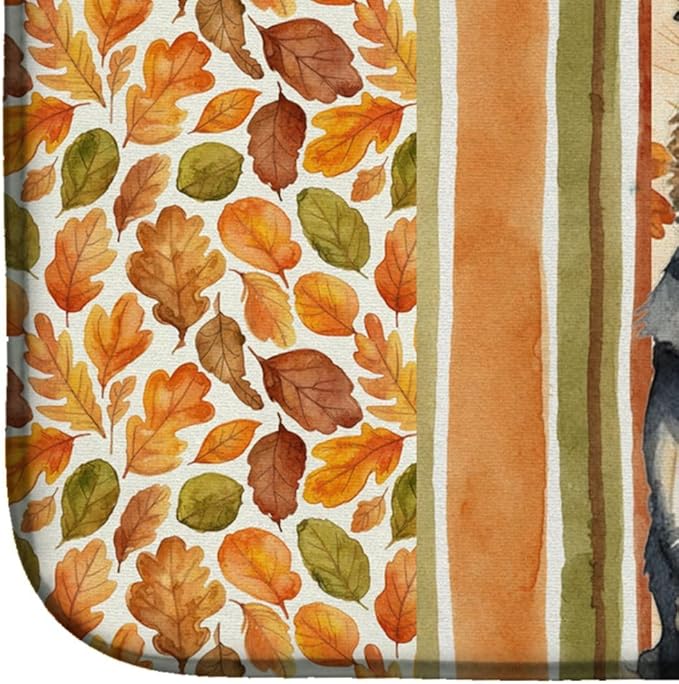 Caroline's Treasures German Shepherd Heirloom Fall Dish Drying Mat Absorbent Dish Drying Mat Pad for Kitchen Counter Dish Drainer Mat for Countertop, 14 x 21", Multicolor