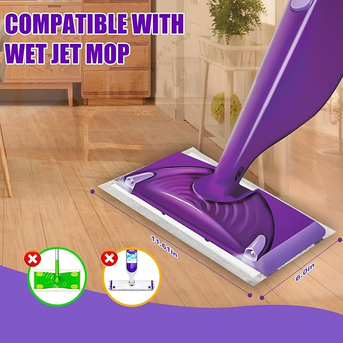 100 Pack Disposable Wetjet Pads Refills for Swiffer Wet Jet Mops, 4 Layers Thickened | Super Heavy-Duty Absorbent | Stickiness, Absorbent for Household Cleaning & Suit All Multi-Surface