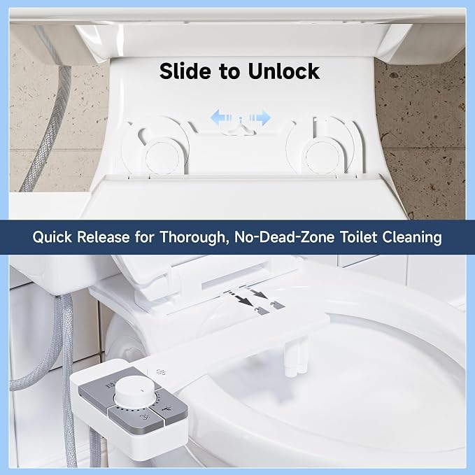 SAMODRA Bidet Attachment for Toilet, Non-Electric Fresh Cold Water Bidet Toilet with Angle Control Dual Nozzle, Adjustable Water Pressure & Self Cleaning Nozzle (1 Unit, Silver)