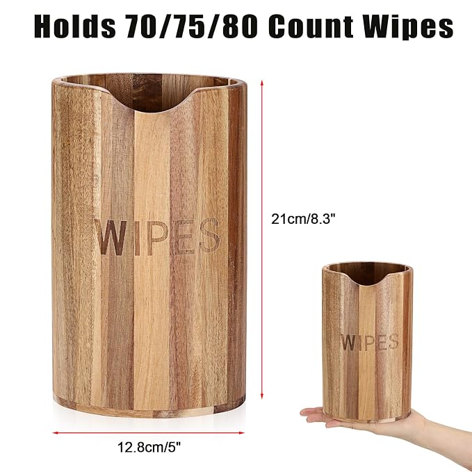 KoKone Wooden Wipes Dispenser Compatible for Clorox Lysol, Farmhouse Wipes Canister Holder Cleaning Wipe Dispenser Container, Decorative Wood Wipes Dispenser Keeper for Kitchen Bathroom Office