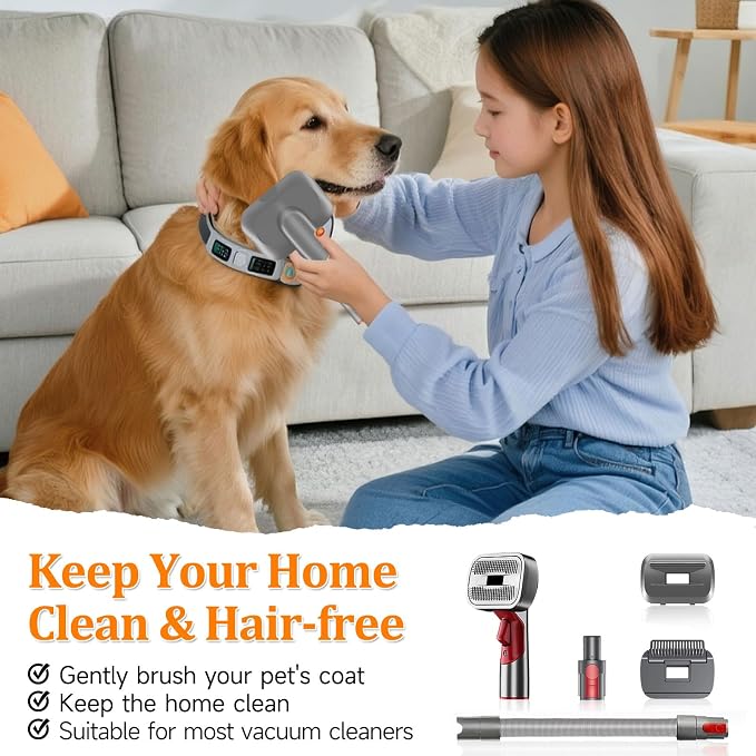 Pet Dog Grooming Attachment Kit for Dyson V15, V11, V10, V8, 5 Pack | 3-in-1 Deshedding Brush Attachment, Effective Grooming & Cleaning – Hair Grooming Tools for Dog and Cat