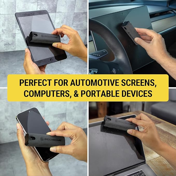 Scosche SCOCLNR 2-in-1 Streak-Free Screen Cleaning Kit, Refillable Electronic Screen Cleaner Spray and Wipe for TV, Computer, Phone, iPhone, iPad, Laptop, MacBook, Car Touchscreen, 10 Pack