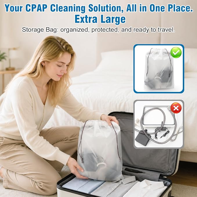 11 Pack CPAP Cleaning Kit for Hose & Mask, with Speed Control Hose Dryer, Collapsible Wash Basin & Hose Hanger, 7ft Cleaning Brush, CPAP Cleaning Supplies with Storage Bag, for 22mm & 15mm Tube