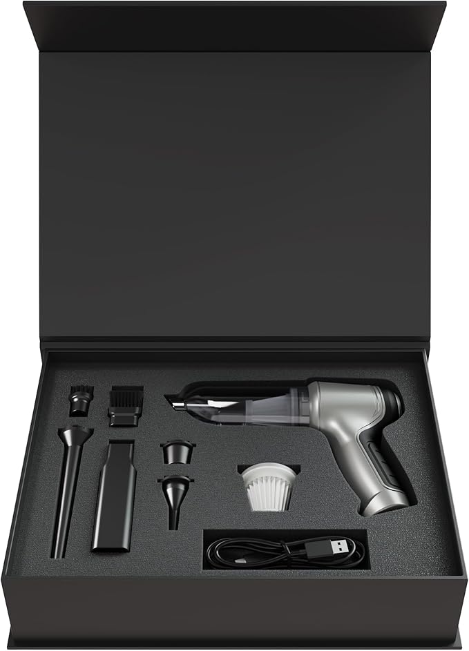 Handheld Car Vacuum Cordless, Portable Mini Vacuum for Detailing | Gift for Car Guy, High-Power Suction, Long Battery Life, Rechargeable
