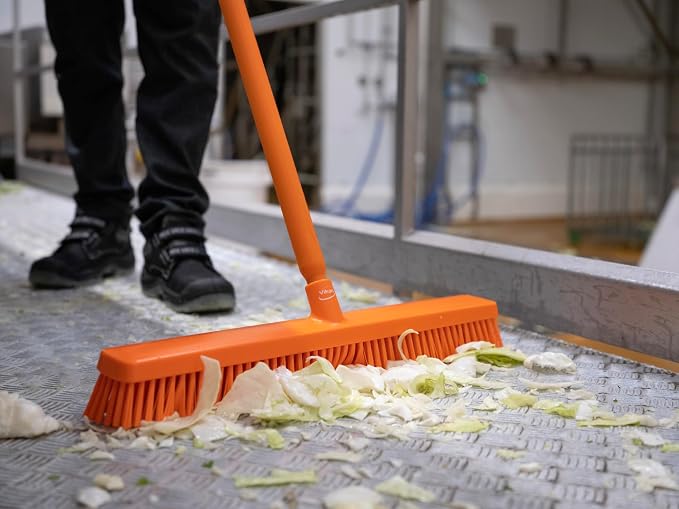 Vikan 31955 24" Heavy-Duty Push Broom, Soft/Stiff, White