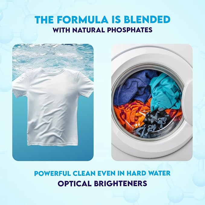 Laundry Detergent Powder with Phosphate - Deep Cleaning Washing Powder Detergent with Fresh Clean Scent, With Scoop for All Machines, Safe for All Fabrics, Greywater & Septic - 46 Ounce - Pack of 2
