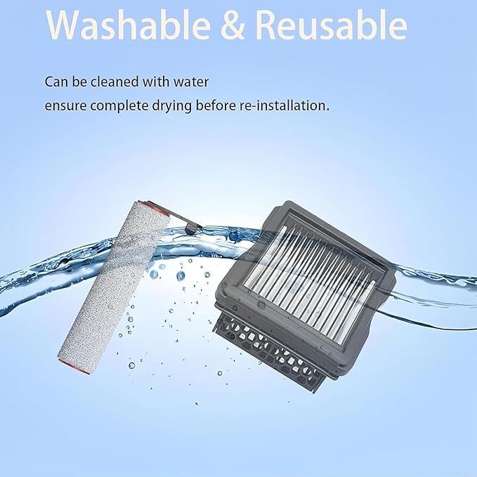 Brush Rollers and Filters Replacement Accessories Kit for dreame aero pro Wet Dry Vacuum Cleaner, 4 pack pats Includes 2 Roller Brush 2 Filter Spare Attachments