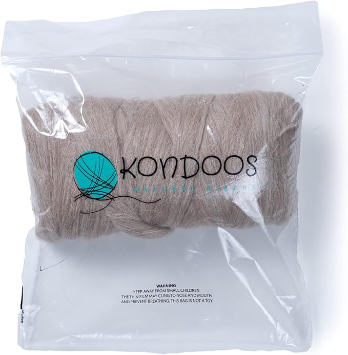 Llama roving Fiber(Similar to Alpaca), 1 lb. Narural for Needle Felting, handcrafts and Spinning. Natural Colours, un-Dyed. (Light Fawn PMC, 1lb)