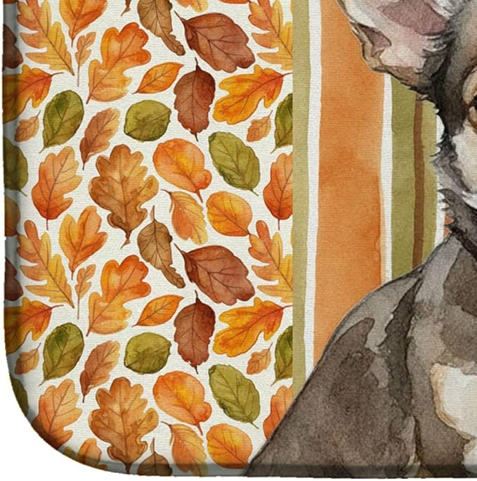 Caroline's Treasures Chihuahua Heirloom Fall Dish Drying Mat Absorbent Dish Drying Mat Pad for Kitchen Counter Dish Drainer Mat for Countertop, 14 x 21", Multicolor
