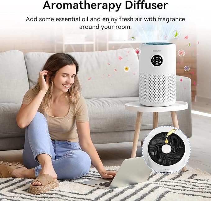 Air Purifiers for Home Up to 1360 Ft², Tailulu HEPA Air Purifiers for Bedroom Large Room with Washable Filter for Pet Dander Smoke Odor Dust Pollen with Timer Fragrance Sponge Sleep Mode