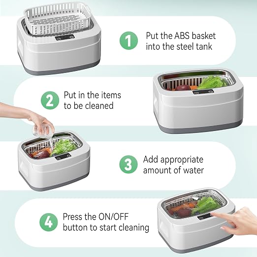 KUNPHY Fruit and Vegetable Washing Machine, Fruit Cleaner 2.5L 40kHz, 3 Timers Ultrasonic Vegetable Cleaner for Family Cleaning
