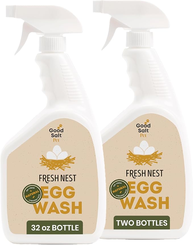 Clean Republic Good Salt Pet Fresh Nest Egg Wash Spray, Natural Cleaner for Freshly Laid Eggs, Made in the USA, 32 Ounce Bottle, 2-Pack
