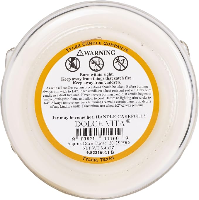Tyler Candle Company 3160 Dolce Vita 3 Ounce Scented Jar Candle for Home or Office, Pack of 2