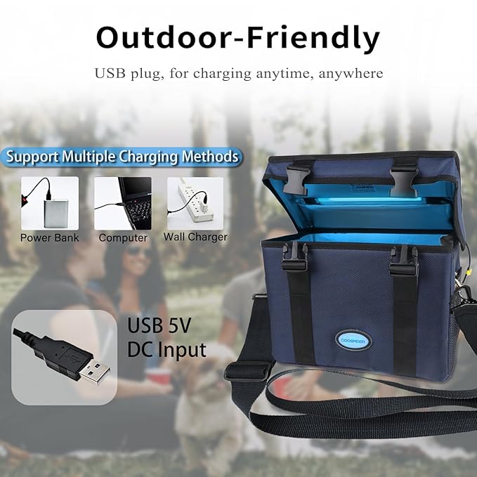 3.17 Gal Large-powerful UV Light Sanitizer Box, Portable Foldable Cleaner and Sanitizing Machine with 3-level Timer, UV Cleaner Bag for Key, Towel, Mask Cleaning Machine USB Wall Plug-in Charging Blue