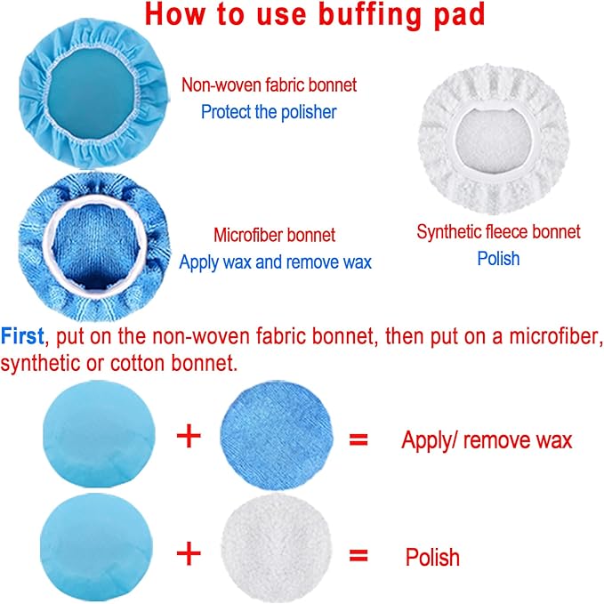 SIQUK 17 Pieces 7 Inch Buffing Pads Foam Polishing Pad Wax Buffer Polish Pads Bonnets Car Polishing Buffing Pad Buffer Attachment for Drill