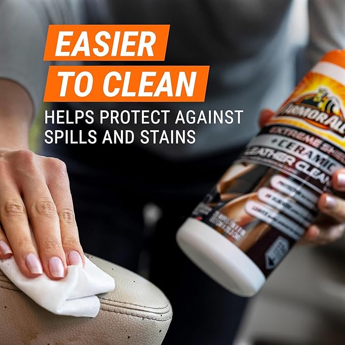 Armor All Ceramic Car Leather Cleaning Wipes, Use on Heated Seats and Leather Surfaces, Includes Extreme Protectant Wipes - 2 Count