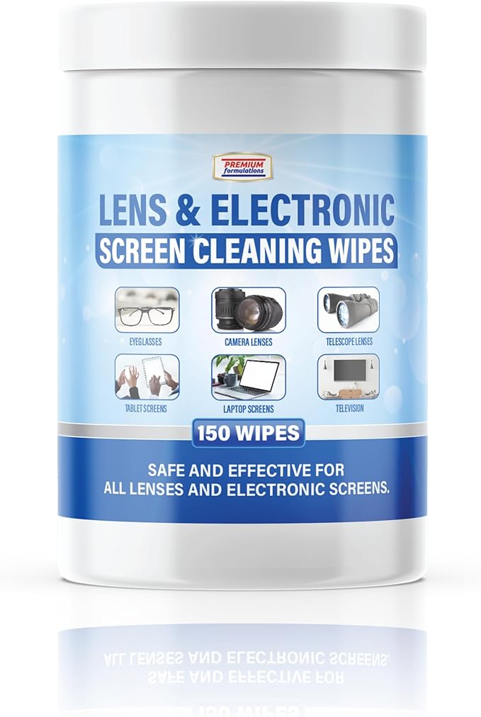 [Bulk 600-Count] Premium Formulations Lens & Electronic Screen Cleaning Wipes 150 Count (Pack of 4) Gentle, Lint-Free, Pre-Moistened Wipes for Eyeglasses, Camera Lenses, Phones, Laptops