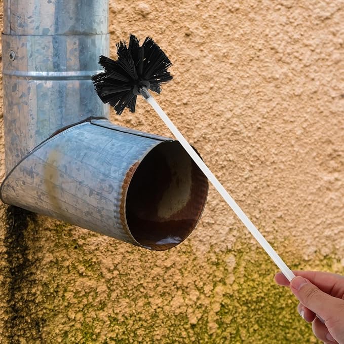 MAGICLULU Chimney Cleaning Brush Kit with 23 Flexible Rods and 2 Brush Heads Multipurpose Dryer Vent and Fireplace Duct Cleaner Hexagonal Adapter Included 6X6X2.16 Inch Compact Set