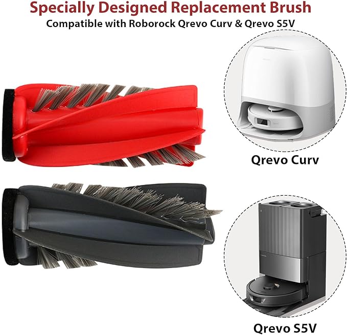 (8 Pack Main Rollers Replacement Parts for Roborock Qrevo S5V /Qrevo Curv/CurvX/Curv S5X 5A1 5XC/ Qrevo Edge/Edge S5A/ Qrevo S5V/ Qrevo C, Saros 10R, Saros 10 Robot Vacuum Accessories