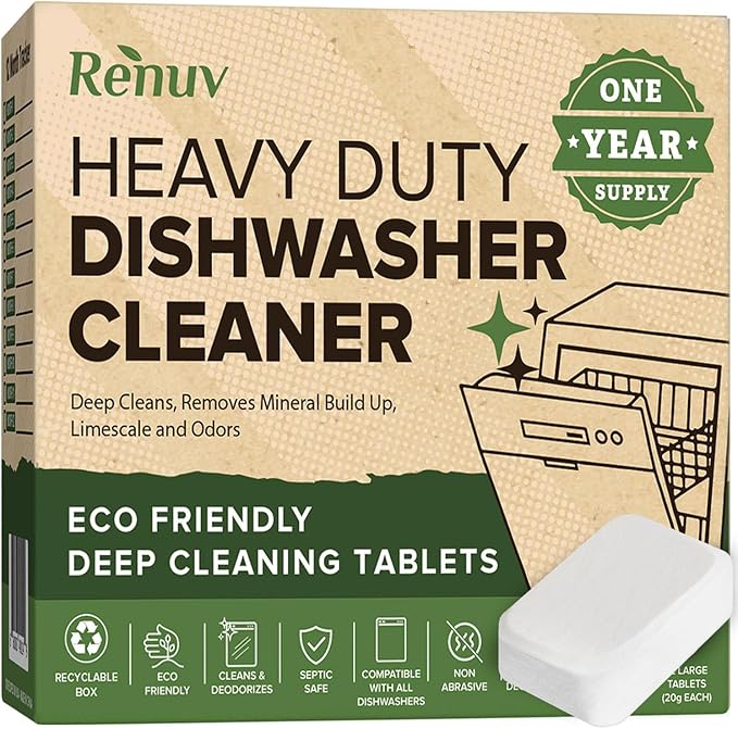 Renuv® Dishwasher Cleaner + Washing Machine Cleaner Bundle - Heavy Duty Appliance Deep Cleaning, Descaling and Deodorizing.