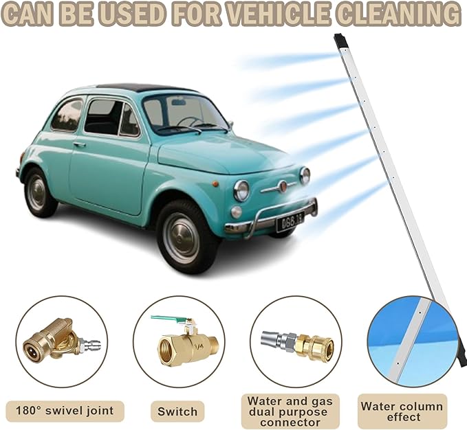 47 Inch Car Radiator Cleaning Wand, Radiator Cleaner Wand for Automotive Radiators, Condensers, Hvac & Heavy Machinery, Max 4500PSI Pressure Washer, Dual-Use Water/Air