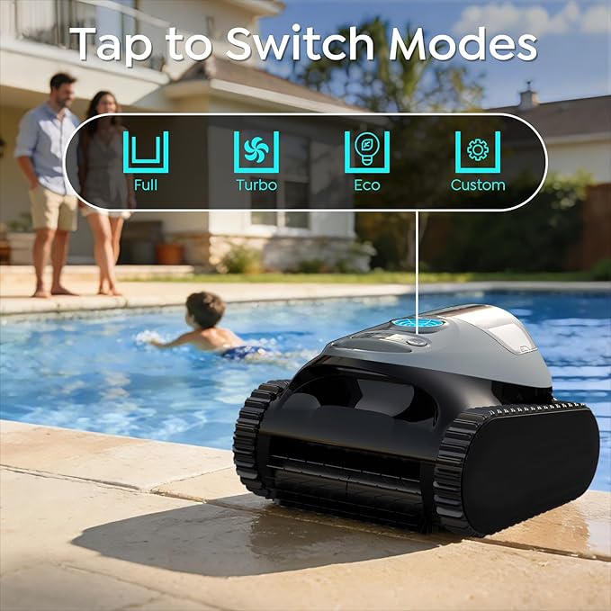 C1 Cordless Robotic Pool Cleaner with 180Mins, Wall Climbing & Waterline Cleaning, Long Runtime, Dual Layers, Automatic Pool Vacuum with APP, Multi Cleaning Modes and Paths, Transparent Slate Navy
