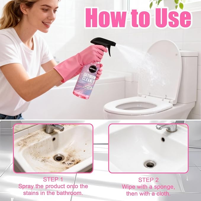 Bathroom Cleaner - 4.22 Fl Oz Bathroom Descaler Foam Cleaner, Gentle Formula Foaming Bathroom Cleaner, Bath Room Spray for Showers, Bathtubs, Glass Surface (2 PC)