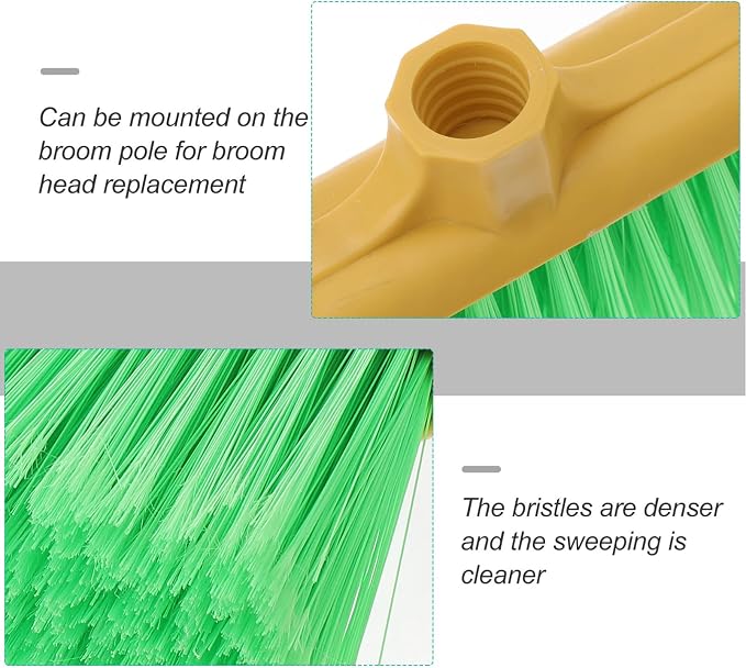 iplusmile Broom Head Replacement 12.59 x 5.90 x 1.57 Inch Plastic – Soft Bristle Heavy-Duty Sweep – for Indoor Kitchen Garage Outdoor Cleaning for Households Pets Commercial Use