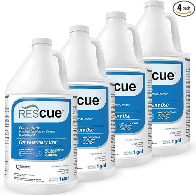 REScue One-Step Disinfectant Cleaner & Deodorizer, For Veterinary Use, Animal Shelters, Pet Foster Homes, Kennels, Litter Box, Concentrate, 1-Gallon (Pack of 4)